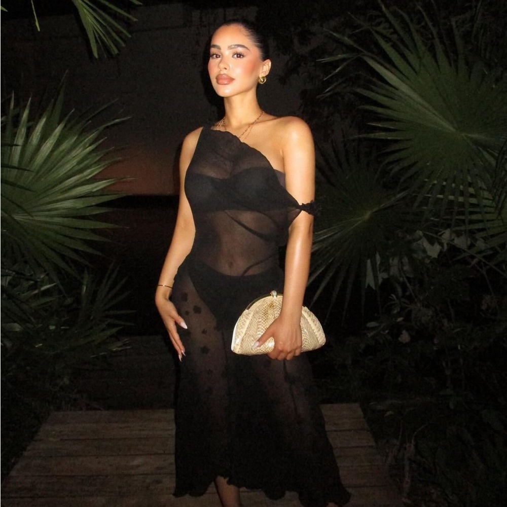 Y2K Vintage Silk sheer dress with embellishment